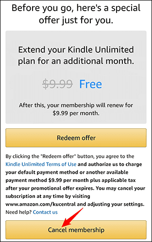 Amazon mobile cancel membership