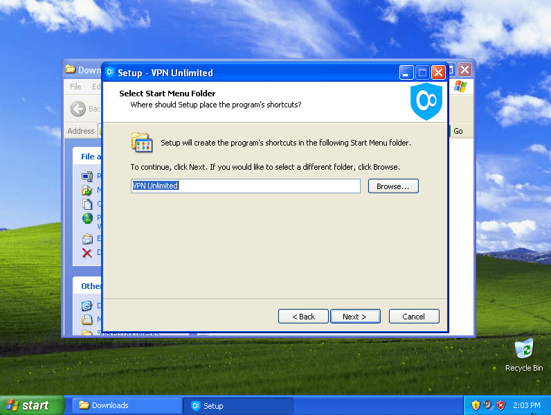 Select the folder name in the Start menu, where shortcuts of the program will be created