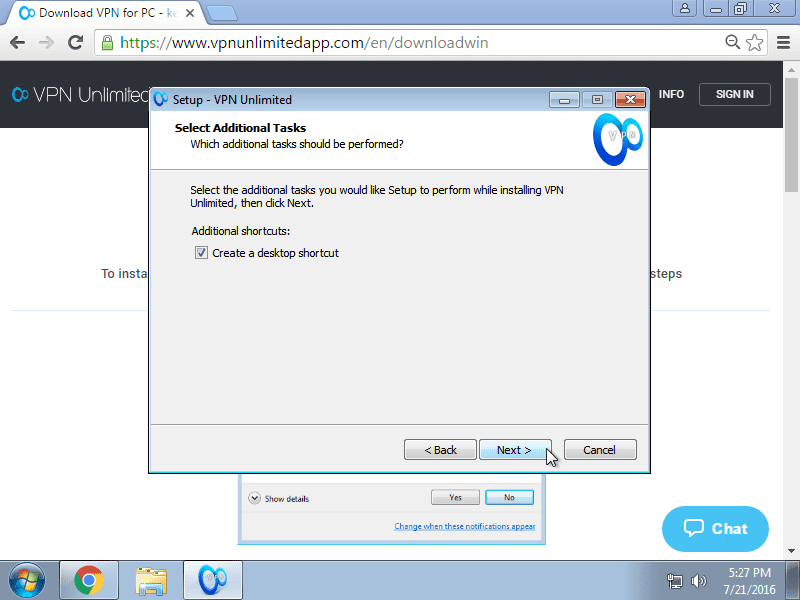 How to install VPN App on Windows 7 - Create a shortcut to launch the program from the Desktop