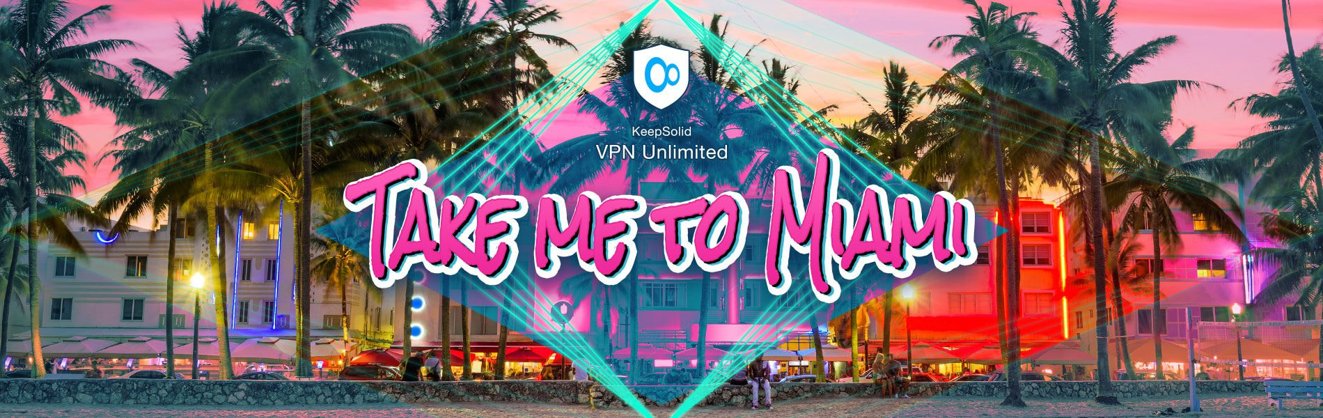 A virtual trip to Florida VPN server location: Miami Beach, Florida, USA on Ocean Drive at sunset.
